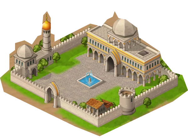 An isometric palace from the game